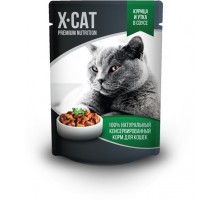 X-CAT влажный корм с курицей и уткой в соусе для кошек