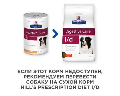 Hill's вет.консервы  Prescription Diet i/d Digestive Care, влажный диетический корм для собак  при расстройствах пищеварения, ЖКТ, с индейкой 360 г