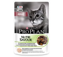 Purina Pro Plan (паучи) влажный корм Nutri Savour для взрослых кошек, кусочки с ягненком, в желе