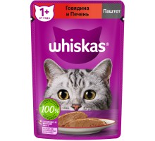 Whiskas влажный корм для кошек, паштет из говядины с печенью