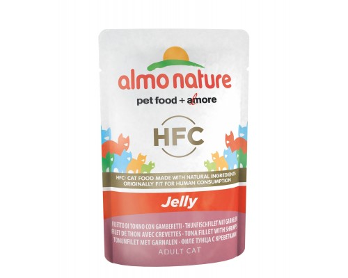 Almo Nature (консервы) паучи тунец и креветки в желе для кошек