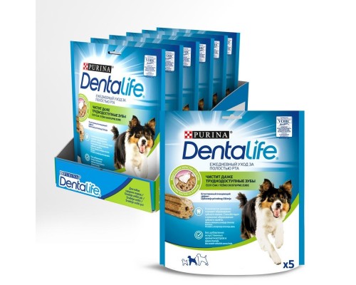 Purina DentaLife лакомство DentaLife для собак средних пород, уход за полостью рта 1 шт.