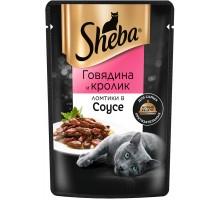 Sheba паучи для кошек "Ломтики в соусе с говядиной и кроликом", 75г