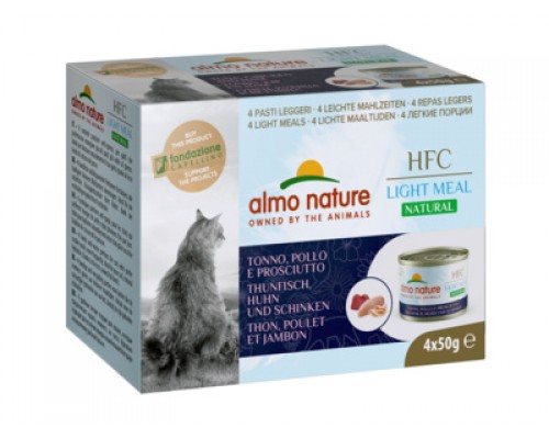 Almo Nature (консервы) набор низкокалорийных консервов для кошек (4 шт. по 50 гр) с тунцом, курицей и ветчиной