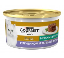 Gourmet влажный корм Gourmet Голд Нежные биточки для кошек, с ягненком и зеленой фасолью