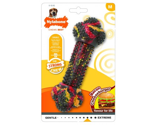 Nylabone косточка жесткая, аромат чизбургер с беконом, М 290 г