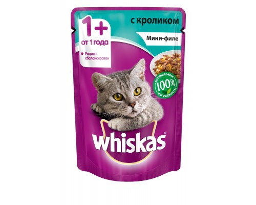 Whiskas влажный корм для кошек мини-филе с кроликом