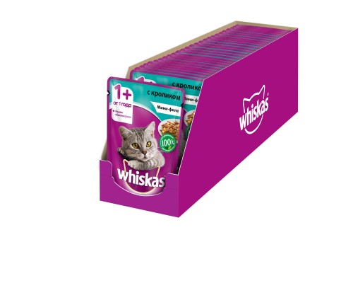 Whiskas влажный корм для кошек мини-филе с кроликом