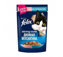 Felix двойная вкуснятина для взрослых кошек, с лососем и форелью в желе