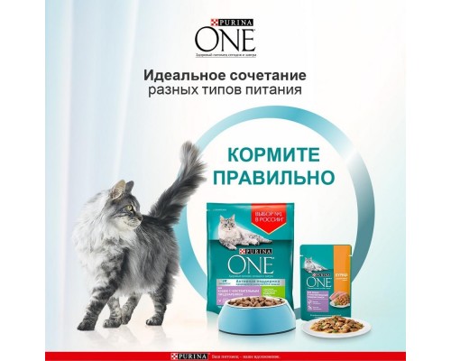 Purina One паучи для кошек с чувствительным пищеварением, с курицей и морковью