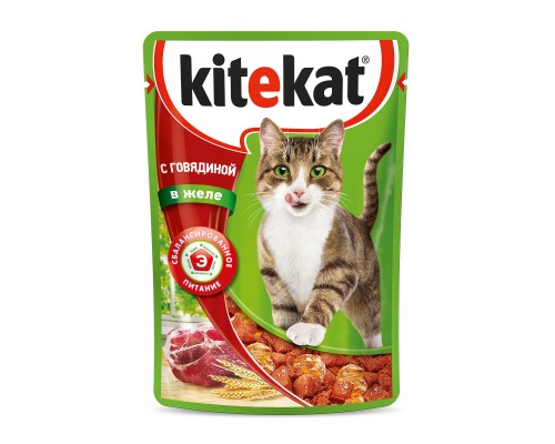 Kitekat влажный корм для кошек, с говядиной в желе