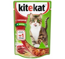 Kitekat влажный корм для кошек, с говядиной в желе