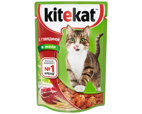 Kitekat влажный корм для кошек, с говядиной в желе