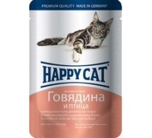 Happy cat кусочки в соусе с говядиной и птицей