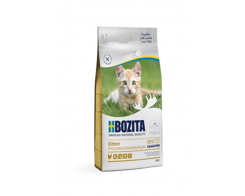 Корм Bozita для котят, молодых и беременных кошек, беззерновой с курицей 10 кг