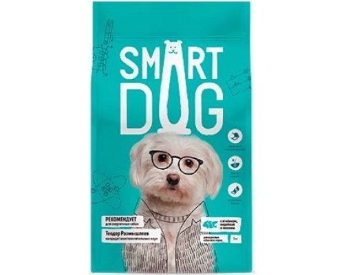 Корм Smart Dog для взрослых собак, три вида мяса с ягнёнком, лососем, индейкой 12 кг