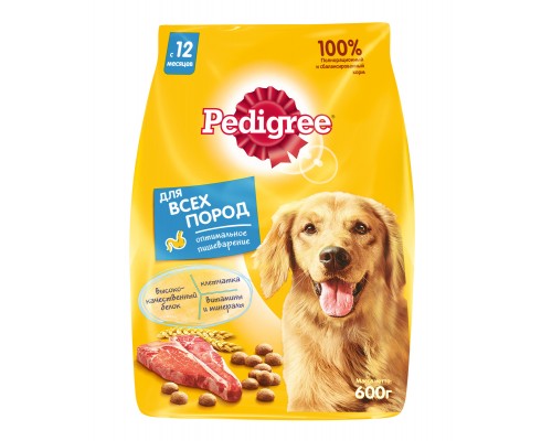 Корм Pedigree сухой корм для взрослых собак всех пород, с говядиной 2,2 кг