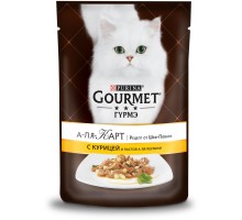 Gourmet влажный корм Gourmet А-ля Карт для кошек, с курицей, пастой и шпинатом