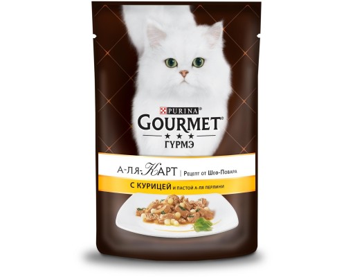 Gourmet влажный корм Gourmet А-ля Карт для кошек, с курицей, пастой и шпинатом