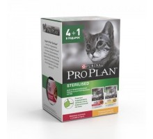 Purina Pro Plan (паучи) набор паучей Nutri Savour для стерилизованных кошек 4+1: Влажный корм с уткой в соусе + Влажный корм с курицей в соусе