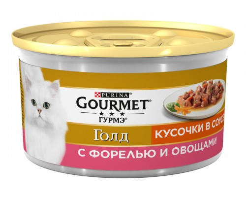 Gourmet кусочки в соусе для кошек c форелью и овощами