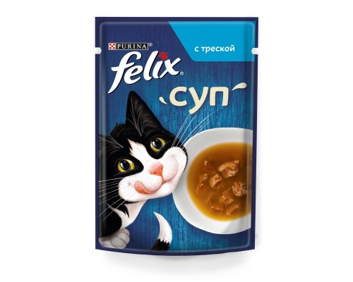 Felix влажный корм Суп для взрослых кошек, с треской