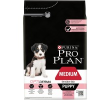 Корм Purina Pro Plan для щенков средних пород с чувствительной кожей, с высоким содержанием лосося 1,5 кг