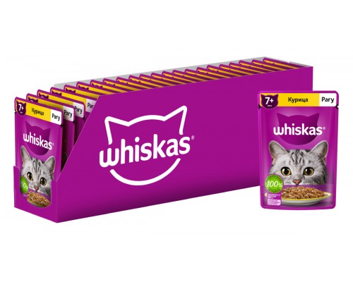 Whiskas влажный корм для кошек старше 7 лет, рагу с курицей