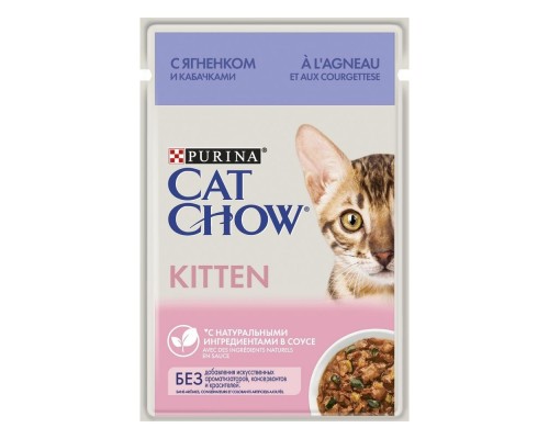 Cat Chow влажный корм Cat Chow® для котят с ягненком и кабачками в соусе 85 г