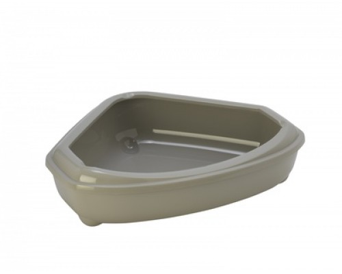 Moderna туалет-лоток угловой с рамкой corner+rim, 55х45х13, теплый серый (corner tray  with rim) 700 г