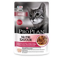 Purina Pro Plan (паучи) влажный корм Nutri Savour для взрослых кошек, нежные кусочки с уткой, в соусе,