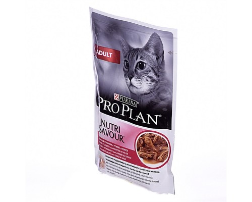 Purina Pro Plan (паучи) влажный корм Nutri Savour для взрослых кошек, нежные кусочки с уткой, в соусе,