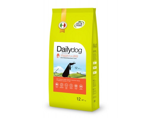 Корм DailyDog для пожилых собак средних и крупных пород, с индейкой и рисом 12 кг