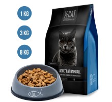 Корм X-CAT сухой корм для взрослых кошек с индейкой для выведения комков шерсти из жкт 1 кг