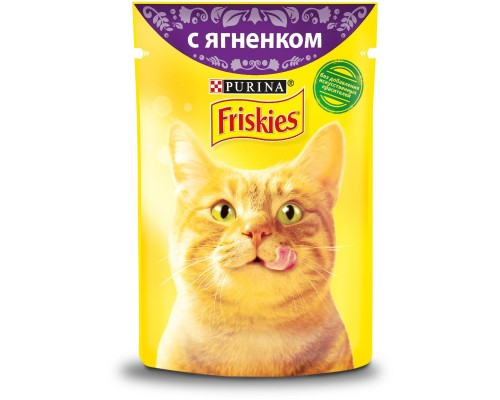 Friskies для взрослых кошек, с ягненком в подливе