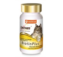 Unitabs витамины BiotinPlus с Q10 для кошек, 120таб 90 г