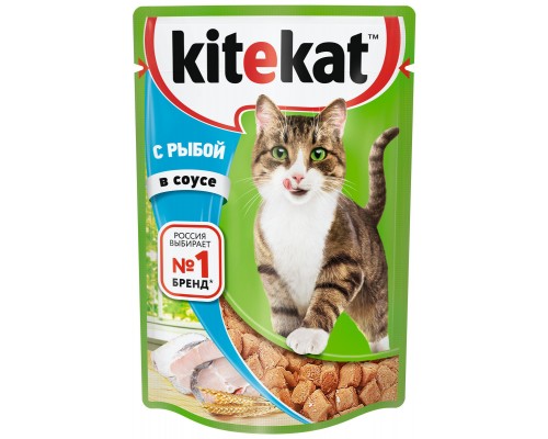 Kitekat влажный корм для кошек, с рыбой в соусе