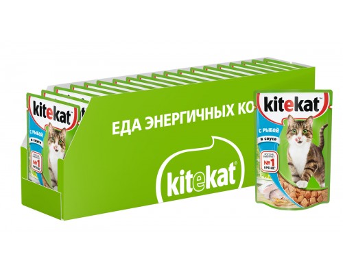 Kitekat влажный корм для кошек, с рыбой в соусе