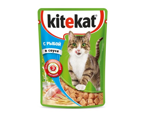 Kitekat влажный корм для кошек, с рыбой в соусе