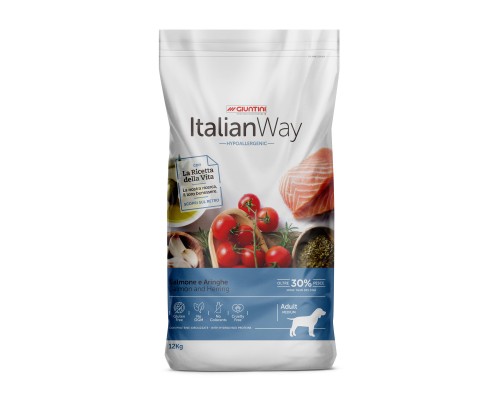 Корм Italian Way  безглютеновый, для собак с чувствительной кожей, лосось и сельдь 3 кг