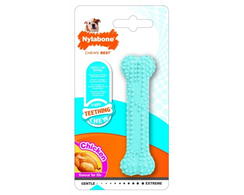 Nylabone косточка для зубов для щенков голубая, аромат курицы 22 г