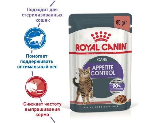 Royal Canin кусочки в соусе для взрослых кошек, рекомендуется для контроля выпрашивания корма