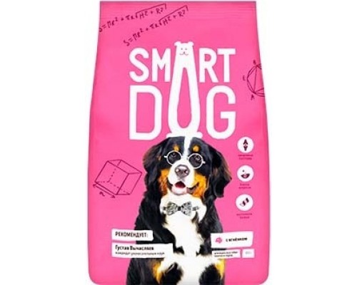 Корм Smart Dog для взрослых собак крупных пород, с ягненком 12 кг