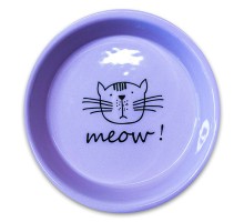 КерамикАрт миска "MEOW" керамическая для кошек, сиреневая 200 мл