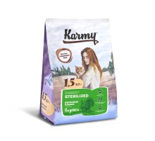 Корм Karmy сухой корм для стерилизованных кошек и кастрированных котов с индейкой 1,5 кг