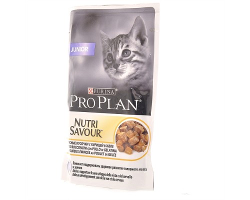 Purina Pro Plan (паучи) влажный корм  Nutri Savour для котят, кусочки с курицей в жел