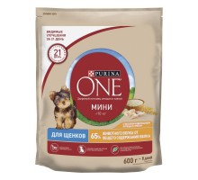 Корм Purina One  для щенков мелких и карликовых пород, с высоким содержанием курицы и с рисом 600 г