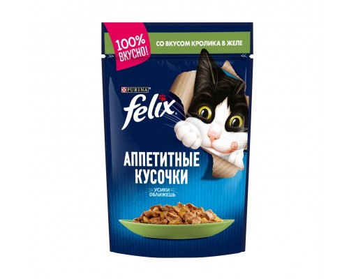 Felix влажный корм Аппетитные кусочки для взрослых кошек, с кроликом в желе