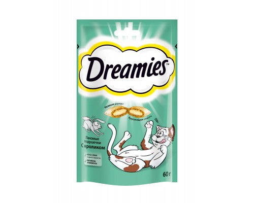 Dreamies лакомые подушечки для кошек, с кроликом