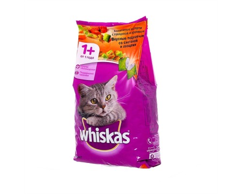 Корм Whiskas сухой корм для кошек Вкусные подушечки со сметаной и овощами "Аппетитное ассорти с говядиной и кроликом" 1,9 кг